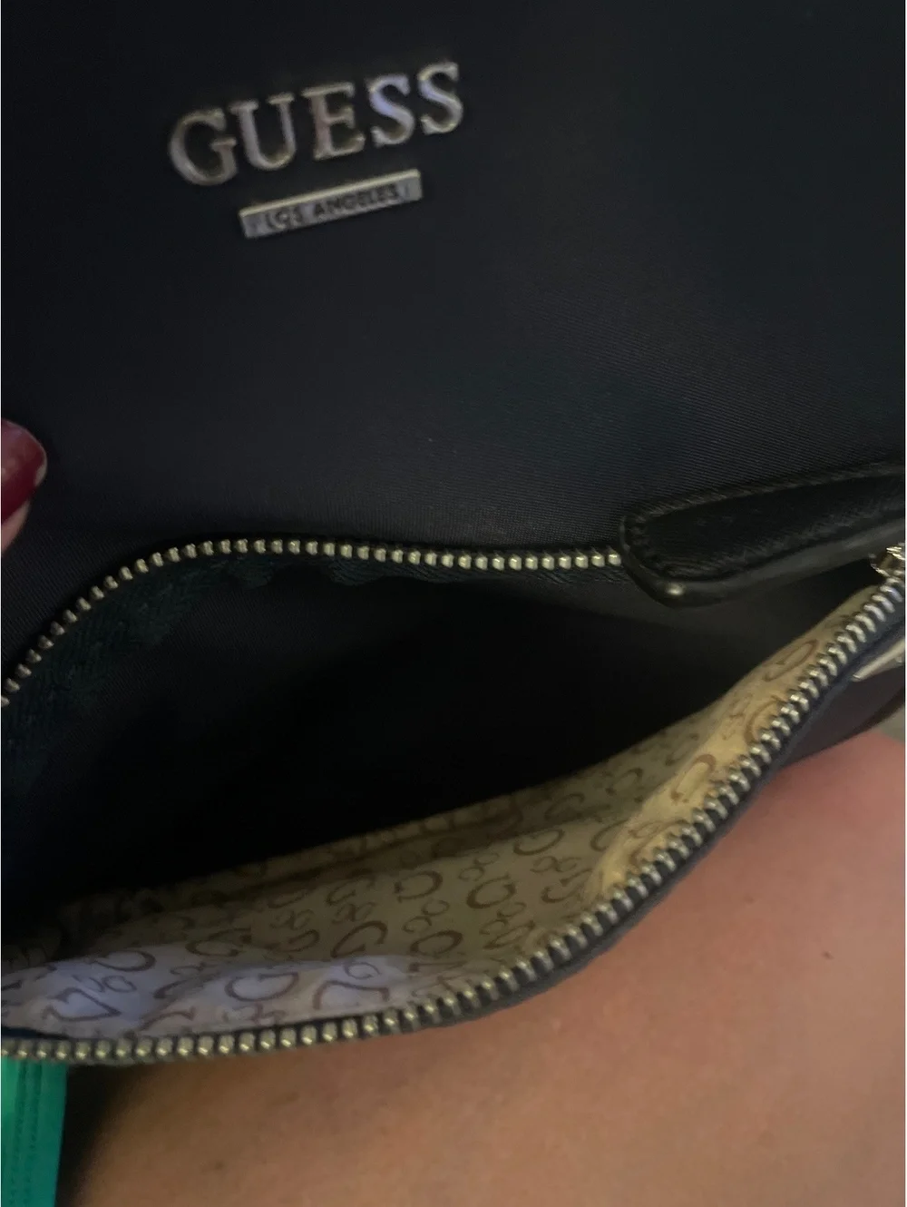 Guess Navy Blue Mini Backpack with Front Pocket and Adjustable Straps